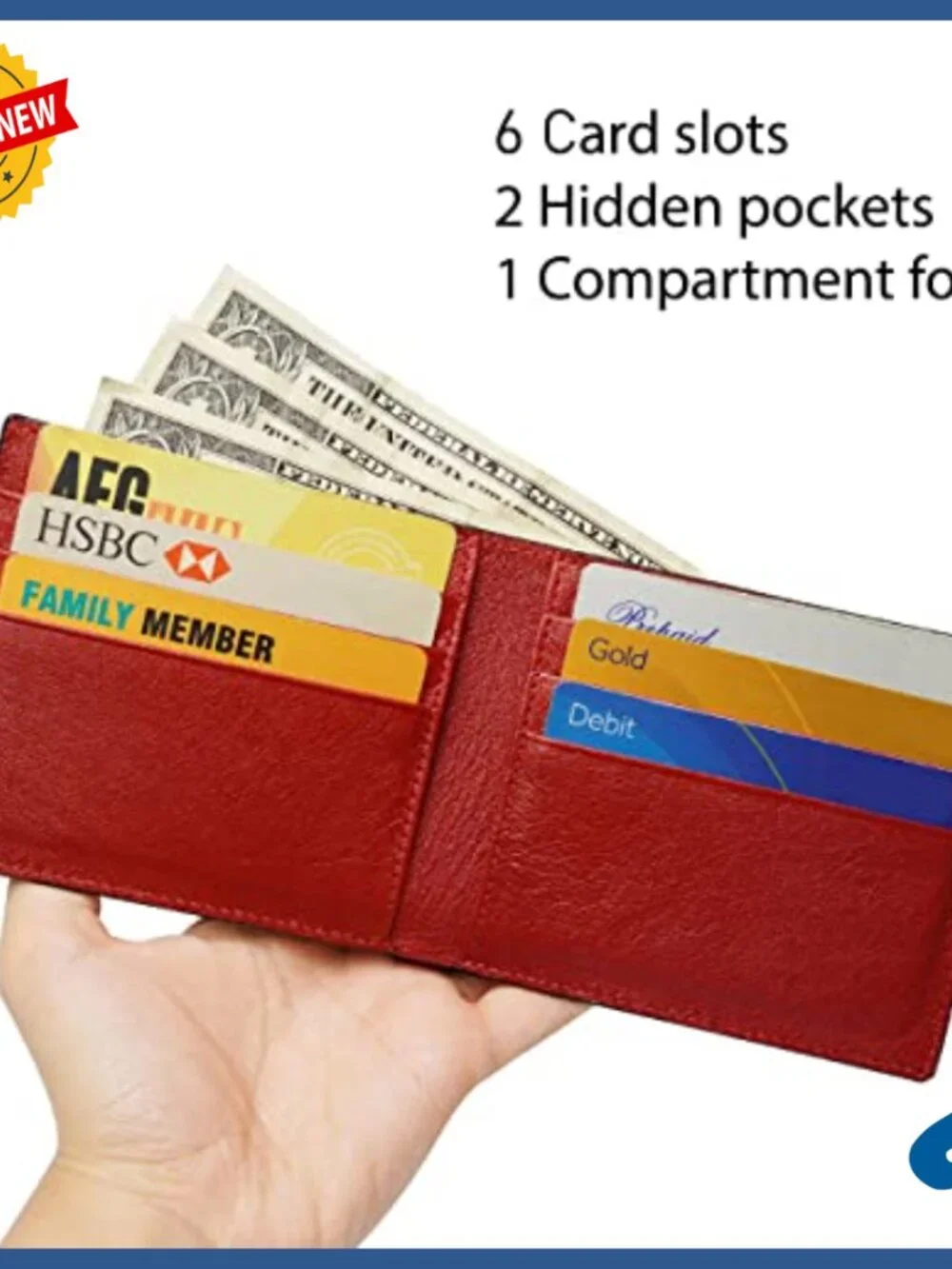 Slim Bifold Ostrich Leather Wallet RFID Blocking Multiple Pockets Handmade